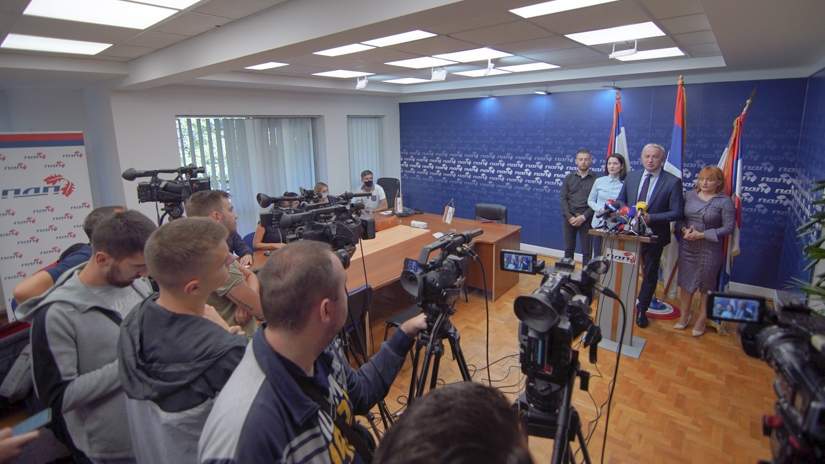 Pres konferencija PDP-a o napadima na BN TV / FOTO: GERILA